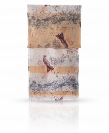 Палантин Женский SN-VINTAGE.BIRD/WHITE